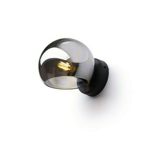 Kontrollera Utanpåliggande vägglampa Solaris Tonat glas/svart 230 V Led E14 7 W.