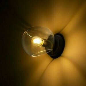 Utanpåliggande vägglampa Solaris Transparent glas/Svart 230 V Led E14 7 W. small 2