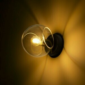 Utanpåliggande vägglampa Solaris Transparent glas/Svart 230 V Led E14 7 W. small 3