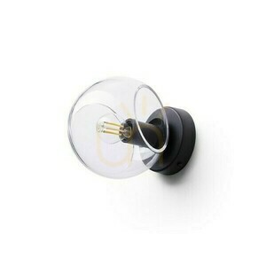 Utanpåliggande vägglampa Solaris Transparent glas/Svart 230 V Led E14 7 W. small 4