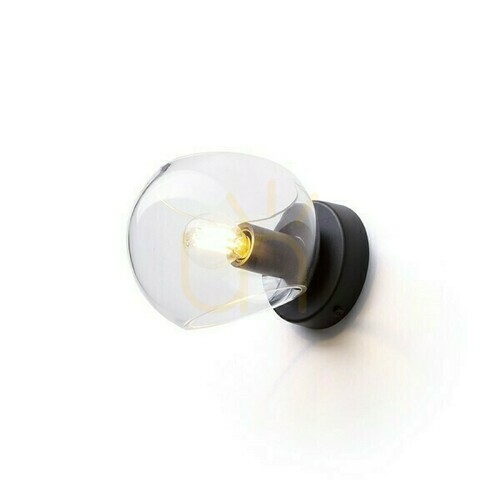 Kontrollera Utanpåliggande vägglampa Solaris Transparent glas/Svart 230 V Led E14 7 W.