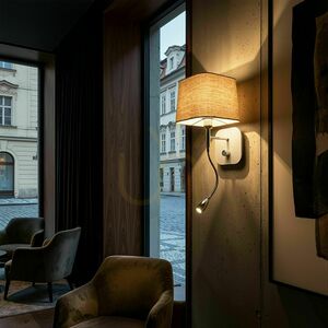 Rendl PERTH R13661 E14-vägglampa med textilskärm och LED-läslampa, beige/vit/krom small 5
