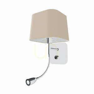 Rendl PERTH R13661 E14-vägglampa med textilskärm och LED-läslampa, beige/vit/krom small 6