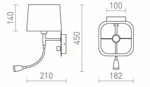 Rendl PERTH R13661 E14-vägglampa med textilskärm och LED-läslampa, beige/vit/krom small 7
