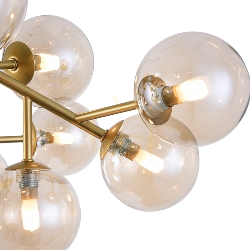 Kontrollera Maytoni Dallas MOD545PL-20G taklampa i guldfärg, bärnstensfärgat glas, 20×G9, 75 cm