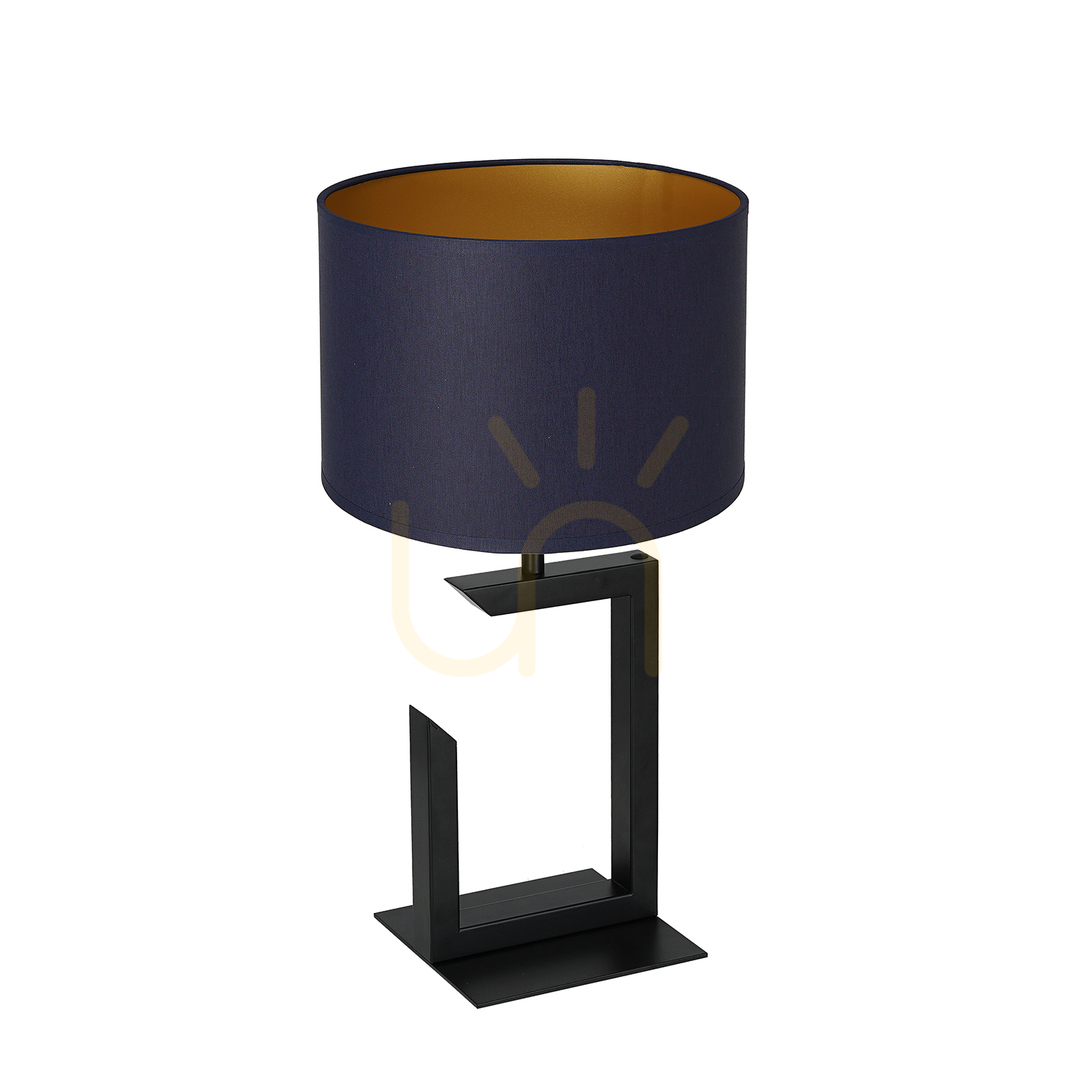 Gab lampa. H 450 Svart, Cylinder Marinblå/Guld Skärm