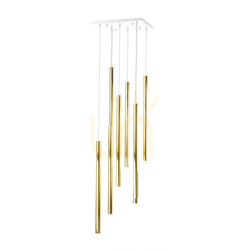 Kontrollera Pendellampa Antigo Akadi 8 LED polerad mässing/vit 40 cm 8892