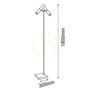 Golvlampa Antigo Kavos 2xGU10 polerad mässing/svart 180 cm 8378 small 1