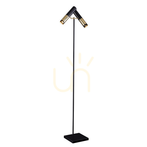 Kontrollera Golvlampa Antigo Kavos 2xGU10 polerad mässing/svart 180 cm 8378