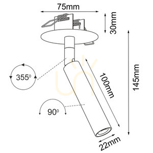 Inbyggd spotlight Antigo Ace 22 vit stål G9 LED 3251 small 1