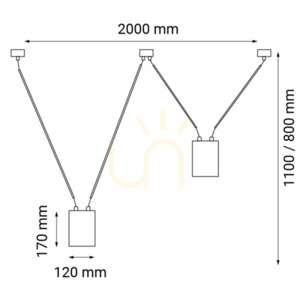 Pendellampa Antigo VIWIN 2 svart stål 200 cm LED ES111 9021 small 1