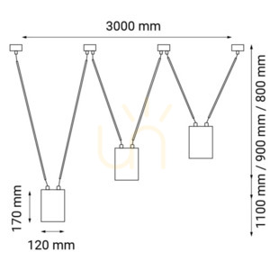 Pendellampa Antigo VIWIN 3 svart stål 3000 mm LED ES111 9022 small 1