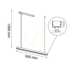 Pendellampa Antigo Hiate Line svart 90 cm LED 3000K 1844 small 1