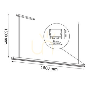 Pendellampa Antigo Hiate Line vit LED 180 cm 4000K 1859 small 1