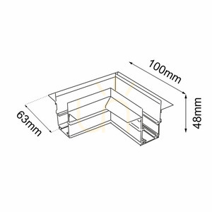 L-koppling för magnetisk skena Antigo Komatsu 48V vit infälld 6508 small 1