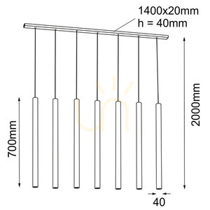 Pendellampa Antigo Yabu 7 vit, 7 rör GU10, takfäste 140 cm 7576 small 1