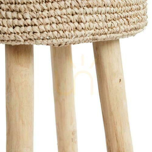 Kontrollera Pall BAZAR BIZAR Island Collection teakträ raffia natur 75 cm