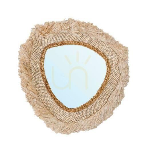 Kontrollera Spegel BAZAR BIZAR La Contessa Naturell Abaca Gräs 80 cm Mirrors