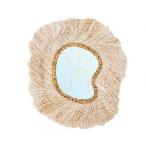 Kontrollera Spegel BAZAR BIZAR Naturell Abaca Gräs 90 cm Mirrors