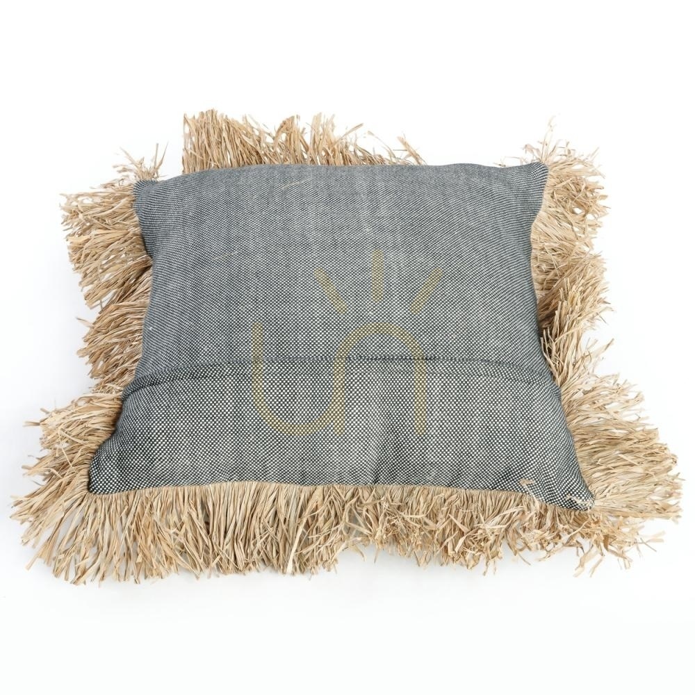 Utsikt Kuddfodral BAZAR BIZAR Cotton Bonita 60x60 naturligt svart bomull raffia Kuddfodral BAZAR BIZAR Cotton Bonita 60x60 naturligt svart bomull raffia
