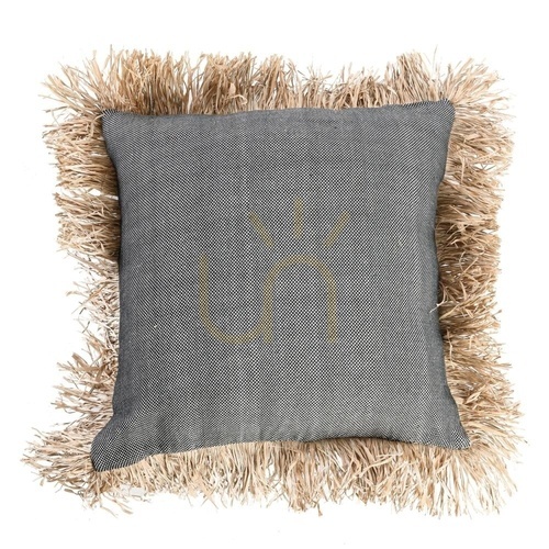 Kontrollera Kuddfodral BAZAR BIZAR Cotton Bonita 60x60 naturligt svart bomull raffia