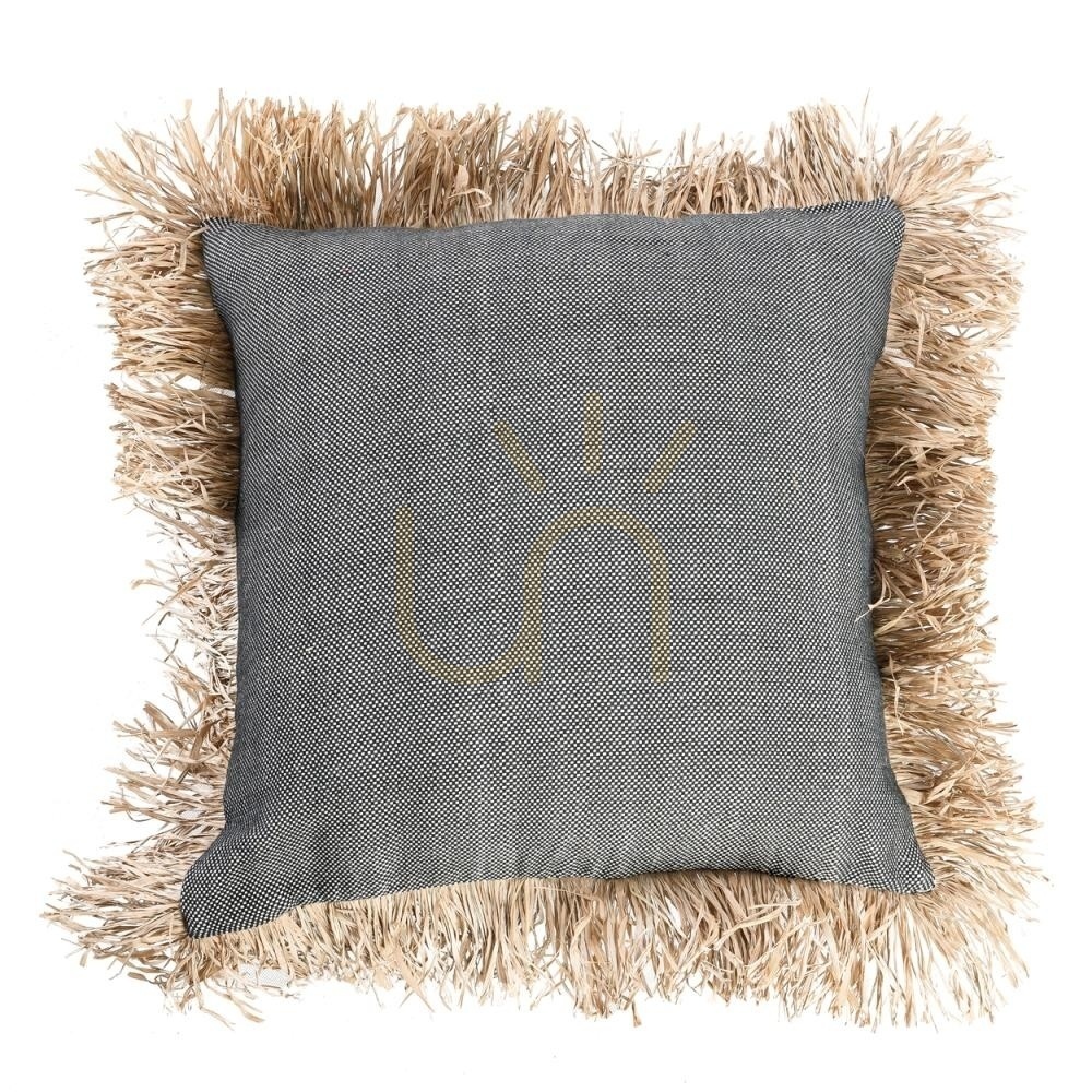 Kontrollera Kuddfodral BAZAR BIZAR Cotton Bonita 60x60 naturligt svart bomull raffia Kuddfodral BAZAR BIZAR Cotton Bonita 60x60 naturligt svart bomull raffia