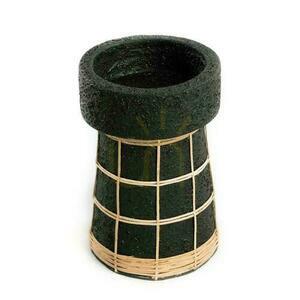 Ljusstake BAZAR BIZAR svart natur terrakotta rotting 20 cm small 0