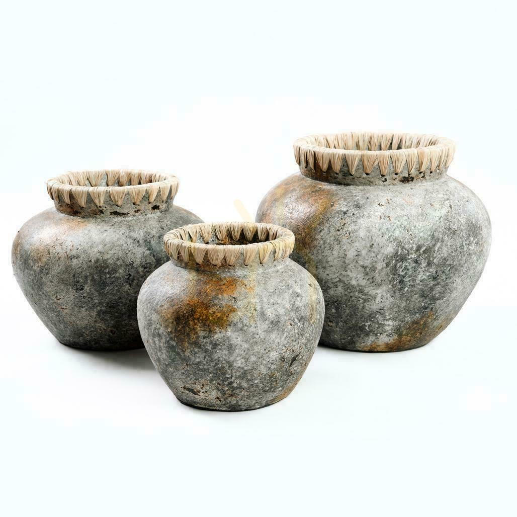 Förhandsvisning Vas BAZAR BIZAR Terracotta Collection antikgrå terrakotta raffia S Vas BAZAR BIZAR Terracotta Collection antikgrå terrakotta raffia S
