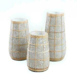 BAZAR BIZAR Cutie vas M i terrakotta och raffia, Concrete Natural small 5