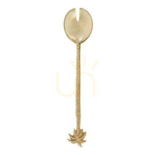 Kontrollera Salladsgaffel BAZAR BIZAR Palm Tree Guld Mässing 26 cm