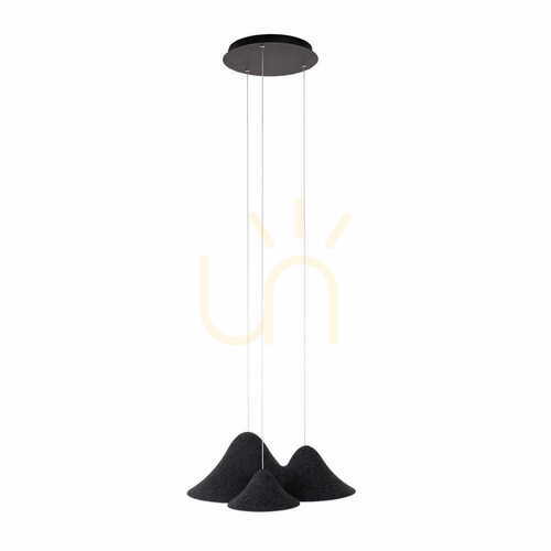 Kontrollera Takpendel Max Light Bellmond P0565 svartgrå filt LED 21 W, 3 ljuspunkter, 60 cm