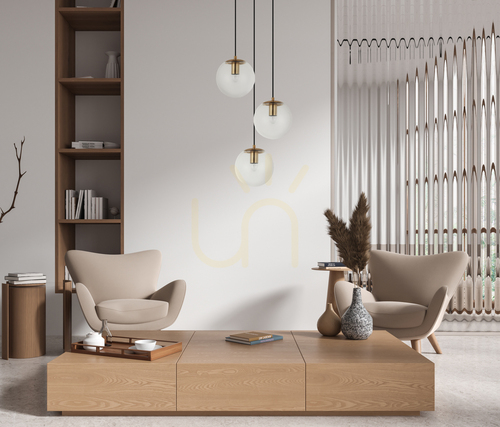 Kontrollera Italux Sarpo pendellampa med 3 ljuskällor E27, mässing och glas, PND-58867-3S-BK-BRO