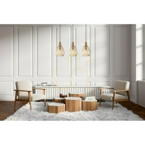 Pendellampa Zulo 3xE27 på skena, mässingsfärg och bärnstensglas Italux PND-27812-3-BRO-AMB small 1