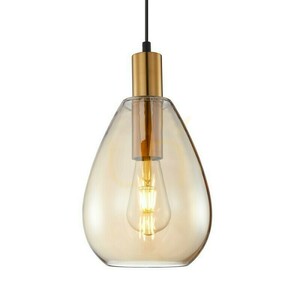 Pendellampa Zulo 3xE27 på skena, mässingsfärg och bärnstensglas Italux PND-27812-3-BRO-AMB small 2