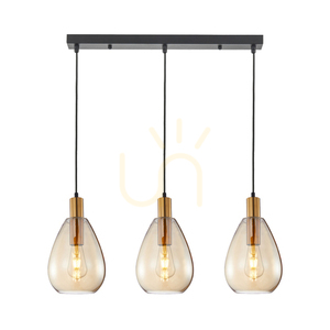 Pendellampa Zulo 3xE27 på skena, mässingsfärg och bärnstensglas Italux PND-27812-3-BRO-AMB small 0