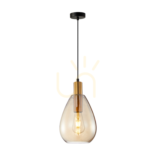 Kontrollera Pendellampa Italux Zulo E27 Mässing Amber 18 cm PND-27812-BRO-AMB