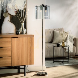 Zuma Line NIRA ML3523-3-EBCN golvlampa, svart krom och rökfärgat glas, 3×E14, 145 cm small 1