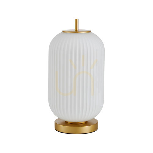 Kontrollera Skrivbordslampa Italux Olmeto E27 gyllene opal glas 40 cm TB-28798-1-GD-WH