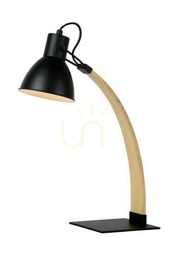 Kontrollera Skrivbordslampa Lucide CURF svart trä metall E27 03613/01/30