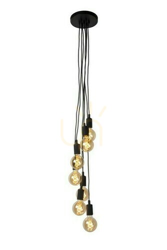 Kontrollera Lucide FIX 7-armad svart pendellampa metall E27 50 cm 08408/07/30