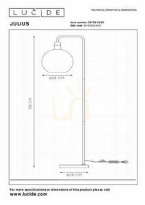 Golvlampa Lucide Julius svart glas E27 158 cm 34738/01/65 small 6