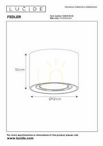 Downlight Lucide FEDLER svart LED GU10 dimbar 12 cm 09921/12/30 small 5