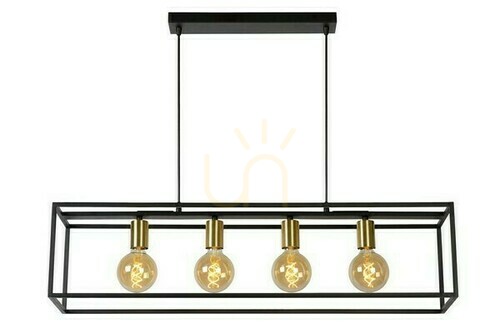 Kontrollera Lucide RUBEN pendellampa svart/guld 4 ljuskällor E27 92 cm 00424/04/30