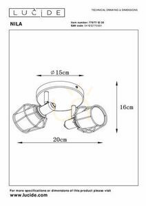 Lucide NILA spotlights svart metall 2-ljus E14 dimbar 77977/12/30 small 5