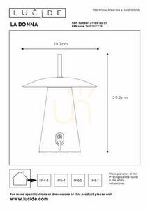 Utomhusstående lampa Lucide LA Donna vit LED IP54 27500/02/31 small 10