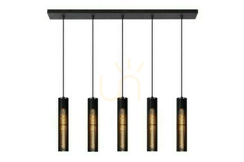 Kontrollera Pendant Light Lucide LIONEL 73406/05/30 svart metall E27 5-ljus modern