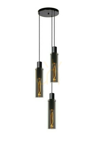 Kontrollera Lucide Orlando taklampa svart glas 3-armad E27 74404/13/65