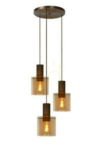 Kontrollera Lucide TOLEDO pendellampa koppar 3-ljus E27 50 cm 74405/13/62