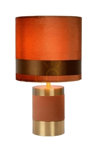 Kontrollera Bordslampa Lucide Extravaganza Frizzle brun metall bomull E14 32 cm 10500/81/43