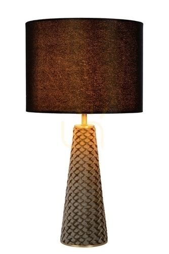 Kontrollera Bordslampa Lucide Extravaganza Velvet svart metall bomull E27 47 cm 10501/81/30